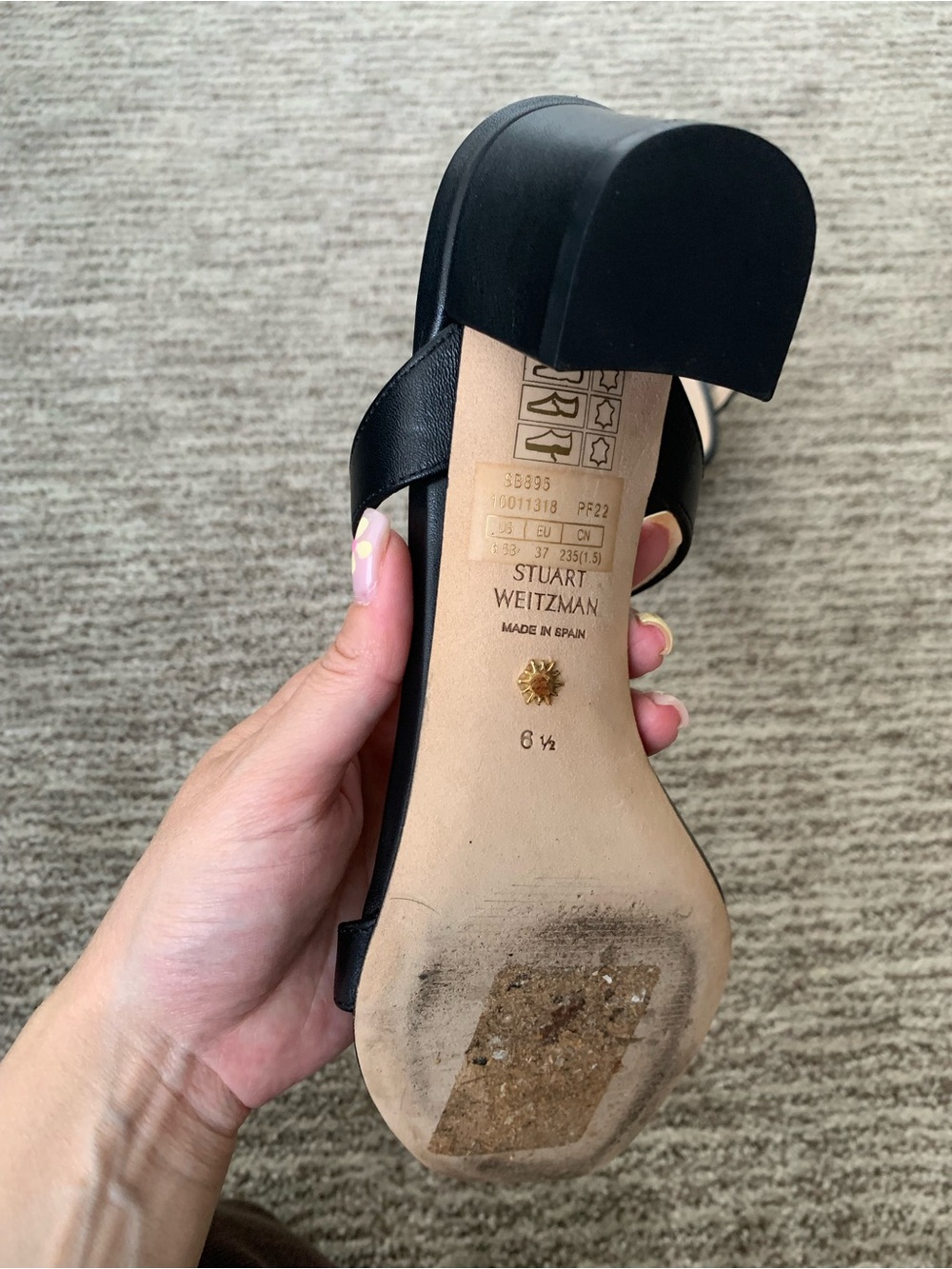 Stuart Weitzman Black Double-Strap Square-Toe Slide Sandals - Picture 4 of 4